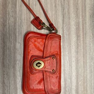 Coach Scarlet Leather Wristlet